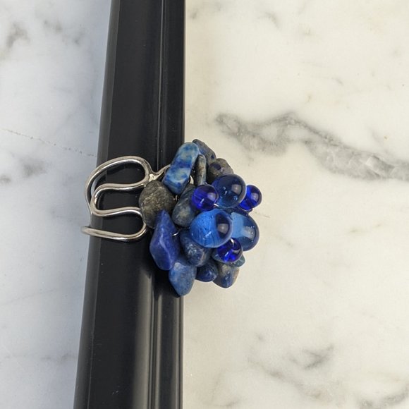 BLUE STONE Nugget Cluster Adjustable Ring - Picture 9 of 12